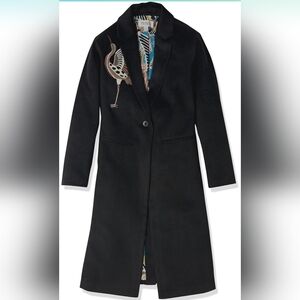 Black Embroidered Coat -TEREA Women's Nina Crane Embellished Coat sz XL  Nwt